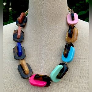 ♠️ Kate Spade ♠️ Chunky Plastic Link Rainbow Tortoise Necklace
